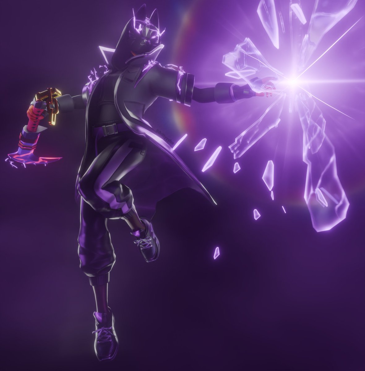 DriftyyyIce's tweet photo. Happy birthday to the one and only... CATALYST!!🥳🦊💜🩷🩵

This month is dedicated to Catalyst alone, guess you could say... #CataGust 😼

♥️&amp;♻️are very much appreciated! Don't forget to follow for more art :D

#FortniteArt #FoxClan #Blender https://t.co/Nuhh9LzUqP