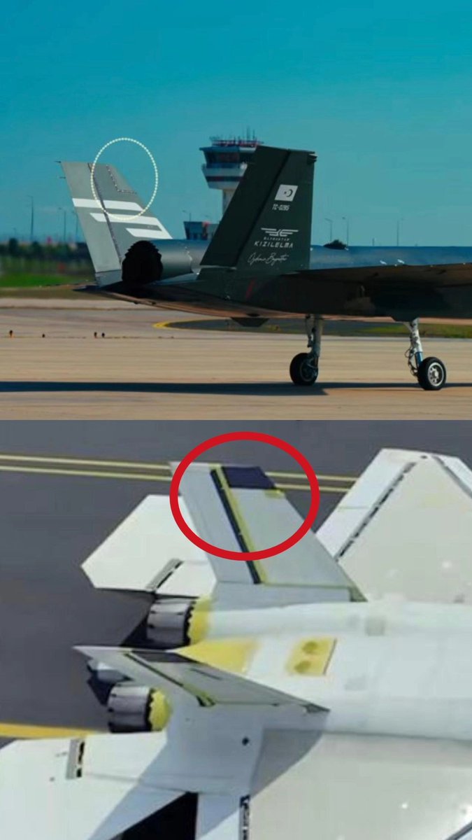 MuhammadHilmi89's tweet photo. Ini salah satu alasan kenapa gw konsisten mendukung Kızılelma dan KAAN untuk masa depan TNI AU.
Masa bodo kalau KAAN sering dibilang "layang-layang" cuma karena urusan mesin pendorong yang masih berproses. Secara progress pengembangan, arah roadmap teknologi 2 program ini cuku jelas.

Banyak teknologi canggih yang diproyeksikan untuk KAAN nyatanya sudah diuji coba dan diimplementasikan secara visual di platform lain seperti Kızılelma. Beberapa di antaranya yang sudah teridentifikasi:

- KARAT – Infrared Search and Track (IRST)
- TOYGUN – Electro-Optical Targeting System (EOTS)
- Conformal EW/ECM Antenna Array

Sebagai contoh, Gw salfok penempatan antena ECM pada KAAN terlihat mengusung konsep yang serupa dengan Kızılelma, yakni terintegrasi secara conformal di bagian leading edge (ujung depan) vertical fin pesawat.

Sementara itu, Kızılelma punya potensi sangat besar sebagai game changer doktrin udara masa depan baik berperan sebagai Loyal Wingman pendamping fighter utama, maupun beroperasi mandiri sebagai stealth unmanned fighter.

Proof of conceptnya jalan, risetnya berjenjang, dan ekosistem industri pertahanannya bener2 matang.