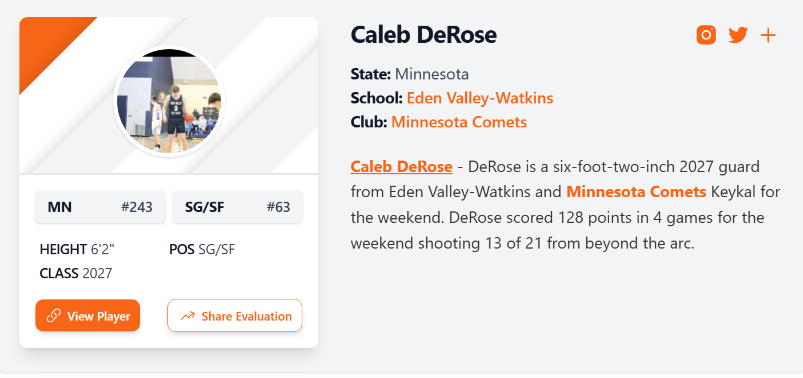 calebderose's tweet photo. Thank you @PrepHoops for the write up! @MNCometsElite #ShootingGuard #Classof2027 #BasketballRecuiting #midwesthoops https://t.co/1U3WGrZkov