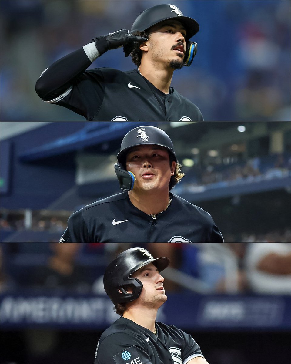 MLBStats's tweet photo. Miguel Vargas, Munetaka Murakami, and Colson Montgomery have all homered in the same game 5 times this season!

They’re the first teammate trio to accomplish that feat since Cody Bellinger, Corey Seager, and Joc Pederson for the 2019 Dodgers.

h/t @EliasSports https://t.co/3gLrZOcNGU