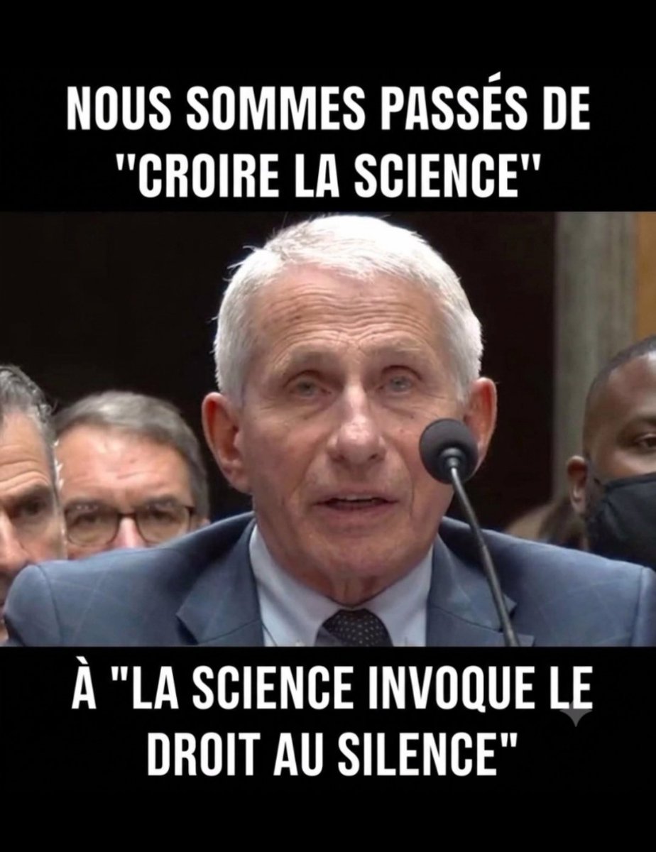 LeFACTEUR01's tweet photo. De « Croire en la science » à Invoquer le droit au silence 🤐

​Lors de son audition, Anthony Fauci a évité de répondre sur :
• L’origine du COVID-19 &amp; Wuhan 
• Le financement du « gain de fonction » 
• La rigueur des règles sanitaires 
• Les conflits d’intérêts https://t.co/Ab7c1Jr1UE