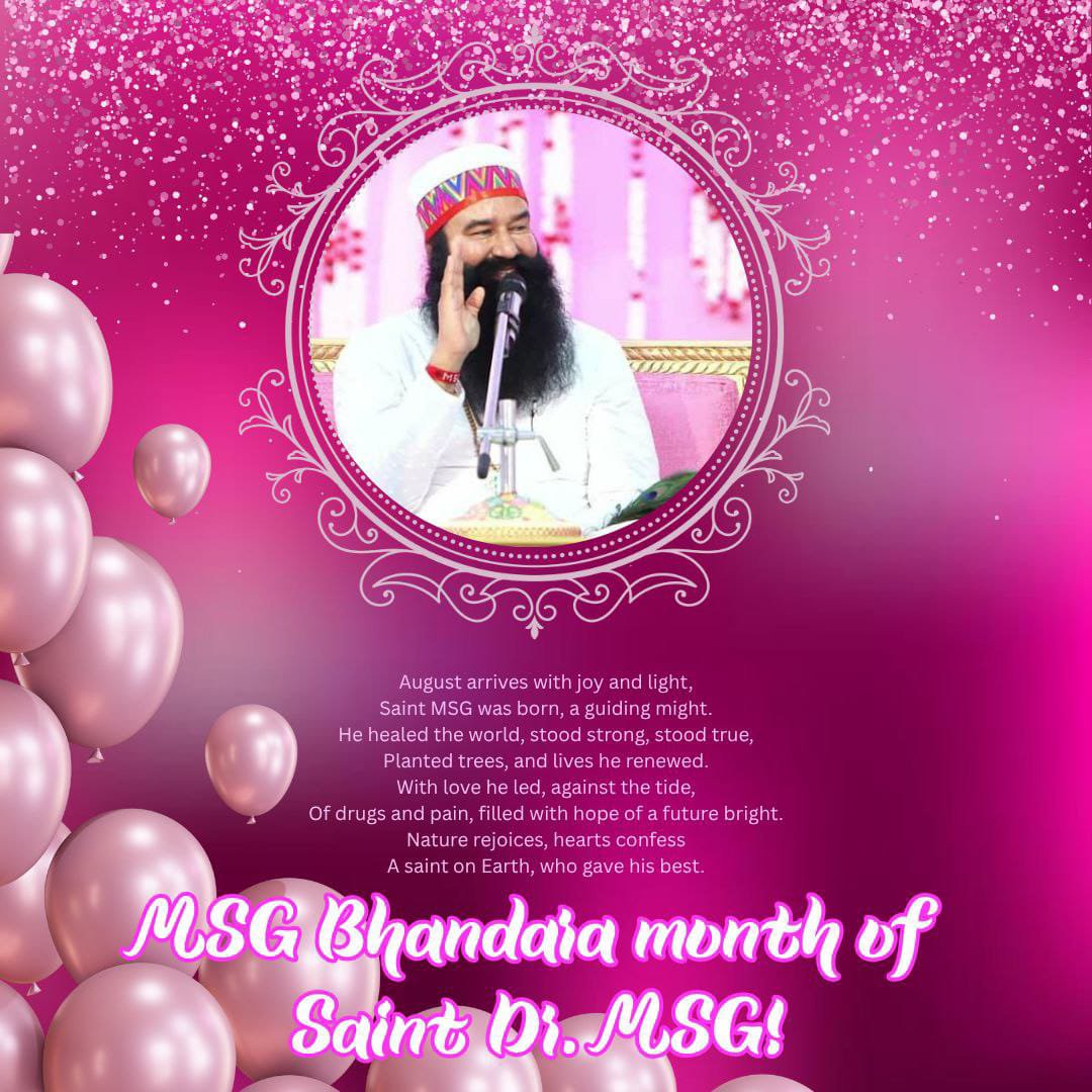 anjaliinsa977's tweet photo. #AuspiciousAugust is here! 🌟 Millions celebrate the holy #MSGBhandara with immense joy. Devotees worldwide unite for welfare and humanitarian works under the divine guidance of #SaintMSG. 🙏✨ https://t.co/t8R1RauCcT
