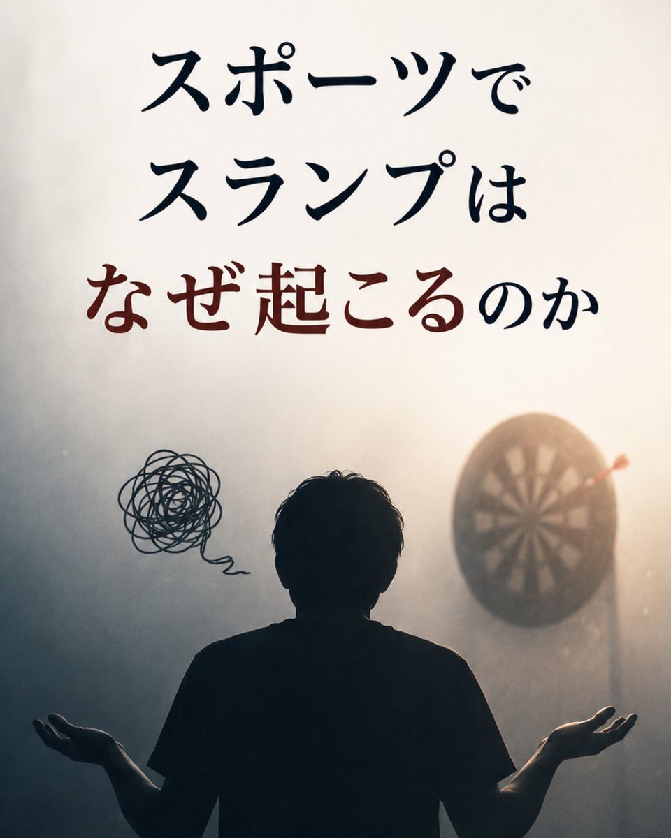 DPLtrainer's tweet photo. 【スポーツでスランプはなぜ起こるのか】

第1章
スランプとは何なのか
―単なる「調子の悪さ」とは限らない―

スポーツを続けていると、

「練習しているのに成績が上がらない」
「以前より動作が安定しない」
「良い感覚が分からなくなった」
「試合になるとうまくできない」

という時期があります。

一般的には、このような状態を「スランプ」と呼びます。

しかし実は、スポーツにおけるスランプには、広く合意された学術的な定義や診断基準がありません。

医学的な病名でもなく、必ず一つの原因で起こる現象でもありません。

スランプと呼ばれている状態には、

・一時的な成績低下
・動作の再現性低下
・本人が感じる不調
・疲労や睡眠不足
・心理的ストレス
・痛みや傷害
・フォームや用具の変更
・競技環境の変化

など、異なる問題が含まれている可能性があります。

ここで重要なのは、

「悪くなったと感じること」と、実際に能力が低下していることは同じではない

ということです。

人間のパフォーマンスは毎日一定ではありません。

同じ選手が同じ動作をしても、疲労、睡眠、注意状態、環境、相手、用具、偶然などによって結果は変化します。

そのため、数回の失敗や数日間の成績低下だけで、

「フォームが壊れた」
「下手になった」
「能力が落ちた」

と判断することはできません。

まず確認したいのは、

・どれくらい低下しているのか
・どれくらい続いているのか
・練習と試合の両方で起こるのか
・疲労や痛みを伴っているのか
・主観だけでなく成績も低下しているのか

という点です。

スランプを考える最初の一歩は、原因を決めつけることではありません。

本当に能力が低下しているのか、それとも通常の変動なのかを分けて考えることです。