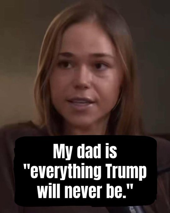 DavidJHarrcfx2's tweet photo. Hope Walz right after Trump called her father Tim Walz a RETARD

'My dad is everything Trump will never be'

What is your response? https://t.co/bS8gwi5vZE