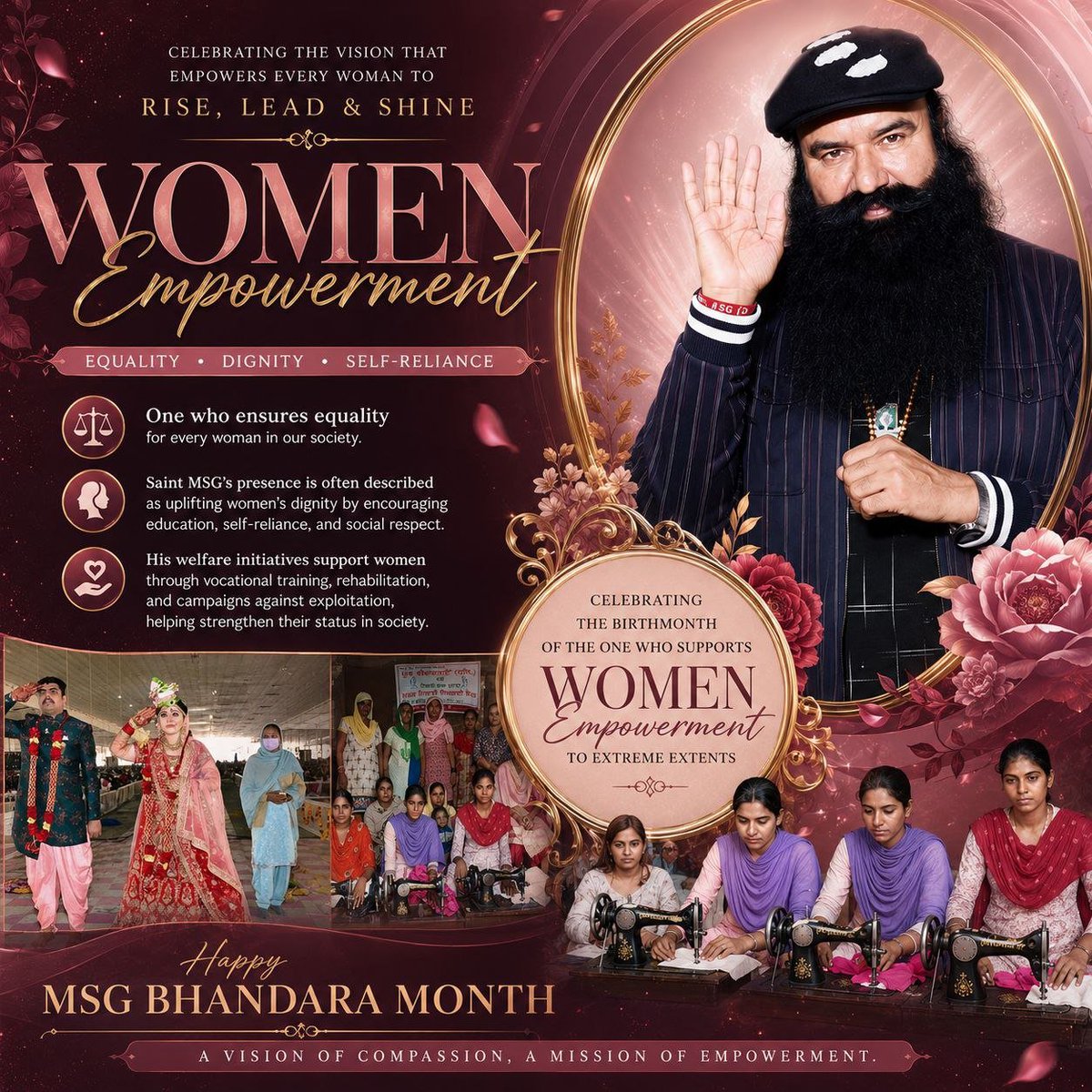 Diksha_Insan_1's tweet photo. August is a sacred month for devotees of Saint Gurmeet Ram Rahim Ji, marking the cherished MSG Bhandara Month. Through #AuspiciousAugust, devotees express devotion with prayers, meditation, and selfless humanitarian service, celebrating the spirit of compassion &amp; humanity. 🎉❤️🎂 https://t.co/jFzJcL7kb4
