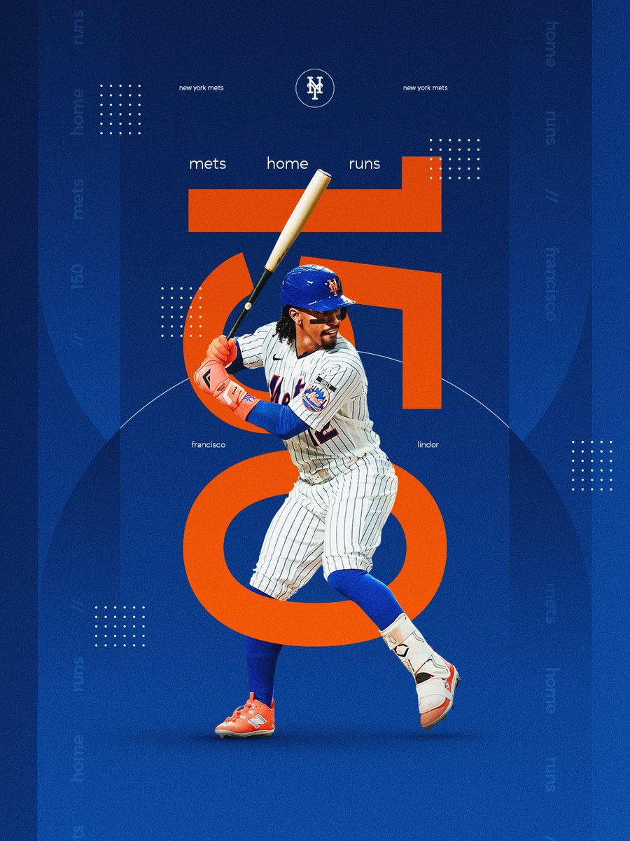 Mets's tweet photo. No. 1️⃣5️⃣0️⃣ in the orange and blue!

@Lindor12BC | #LGM https://t.co/v171e6ZxIF