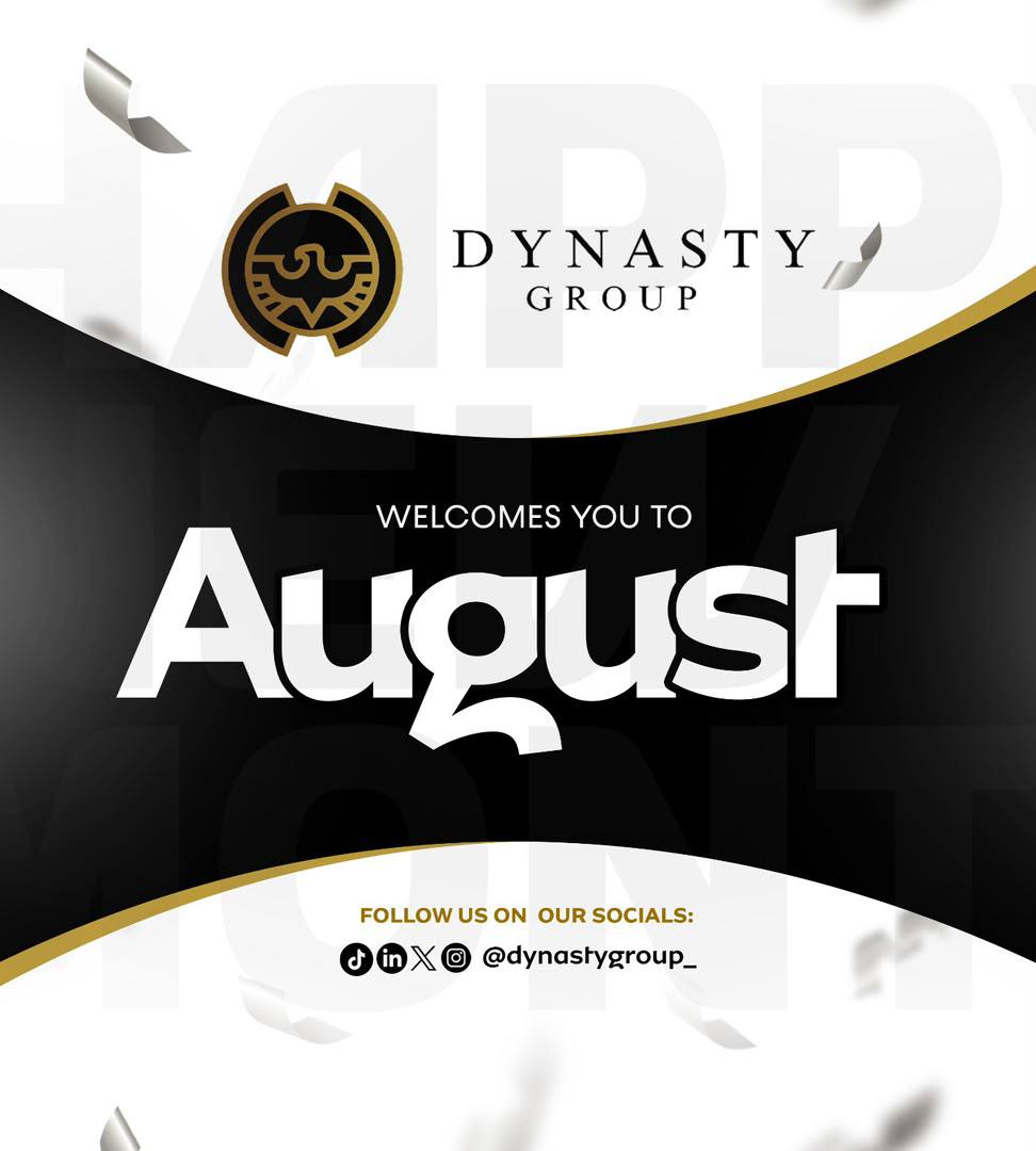 dynastygroups_'s tweet photo. Happy New Month!

Welcome to August. May this new month bring fresh opportunities, renewed strength, and greater achievements. 
Let’s embrace it with purpose, courage, and teamwork as we strive for excellence together. 

Wishing our team, clients, and partners a month of success. https://t.co/JJJtRHEl7m