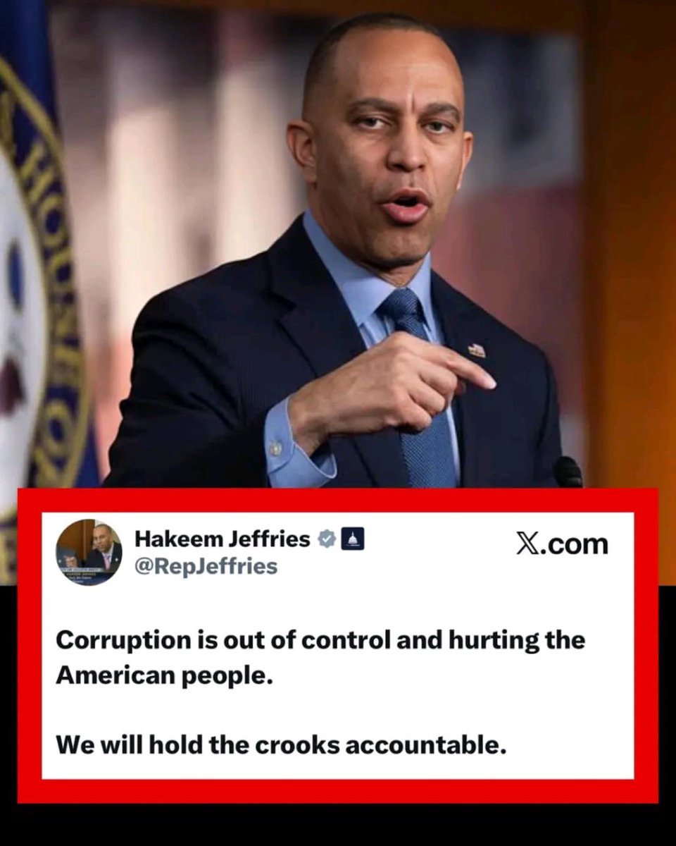 commentaryhower's tweet photo. Hakeem Jeffries warned : “Corruption is out of control and hurting the American people. We will hold the crooks accountable.�� https://t.co/q7lABzmQLW