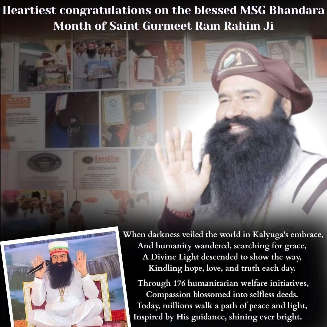 ksushma140's tweet photo. Most awaited #AuspiciousAugust month arrived entire ambience filled wid divine vibes,millions r overwhelming wid happiness &amp; excited 2celebrate blessed birth month f dr guru Saint Gurmeet Ram Rahim Ji in form f MSG Bhandara by serving various humanity activities worldwide. https://t.co/008sBu7jio