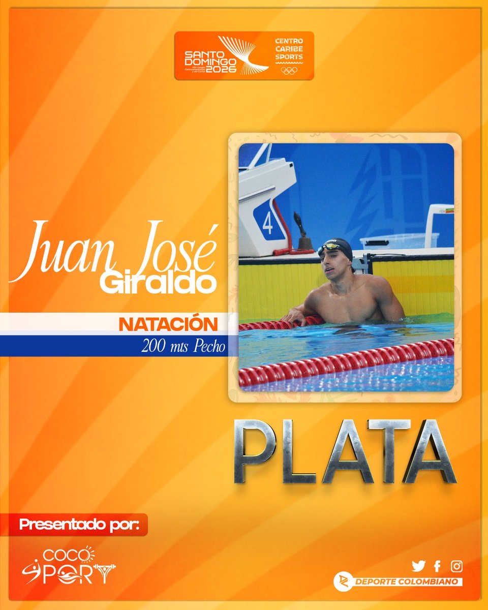 DeportColombia's tweet photo. ¡CINCO 5️⃣ MEDALLAS! Colombia pisó fuerte en la natación 🏊🏼 

Gran jornada para la natación nacional que se quedó con 5 medallas en los Juegos Centroamericanos y del Caribe. La delegación se ubica cuarta en el medallero de la disciplina a un día del cierre.

¡Vamos a cerrar con toda 💛💛💙❤️!
