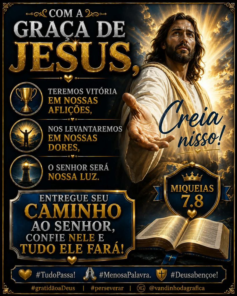 vandinhodgrj's tweet photo. Miqueias Cap. 7 

8 Ó inimiga minha, não te alegres a meu respeito; ainda que eu tenha caído, levantar-me-ei; se morar nas trevas, o Senhor será a minha luz. #TudoPassa!#MenosaPalavra.

#Deusabençoe!

#vandinhodagrafica
#gratidãoaDeus
#perseverar https://t.co/6XVUqi205e