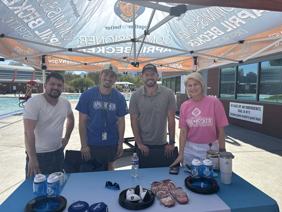 ClarkCountyNV's tweet photo. Back to School and Pool Fun all in one! 📚🏊@Commishbecker hosted a "Pool Party Palooza" with community partners in NW Las #Vegas! Despite 110+ degree temperatures, hundreds of kids got school supplies, frozen treats and a chance to enjoy the Durango Hills @ymca pool. https://t.co/4X2wI9ORd5
