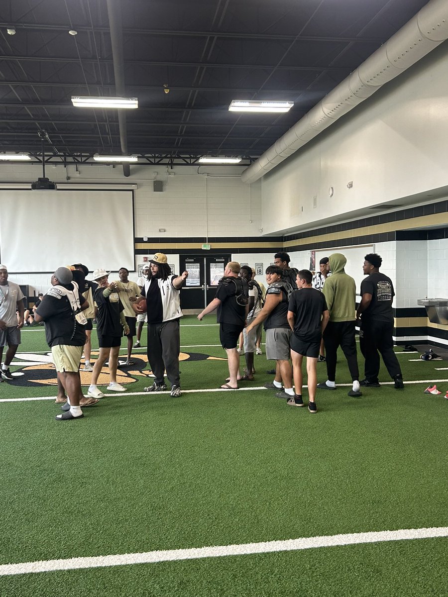 CoachFendley75's tweet photo. A lot of fun, football and team bonding at the Rock this evening. Dinner, Corn hole, funny skits and senior speeches. Great group of young men. Next week brings a football scrimmage to the Rock. #JacketNation https://t.co/71pTw7NZXj