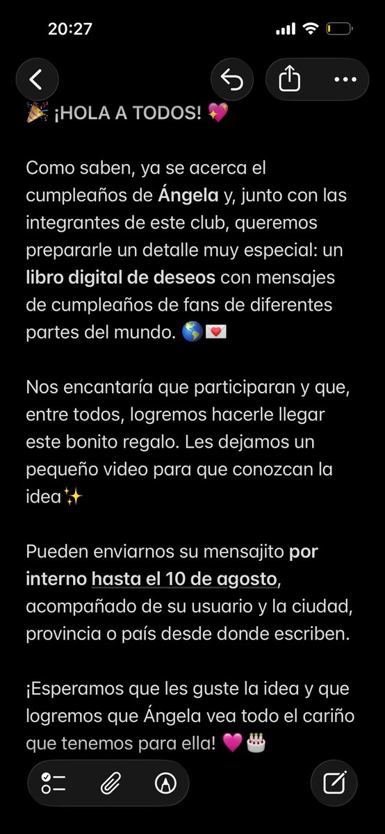 angelatorresec's tweet photo. ¡Queremos llenar el cumpleaños de Ángela con mensajes de fans de todo el mundo! 🌎💌
¿Te gustaría formar parte de este regalo tan especial? 🎂✨ https://t.co/frYcTIrt1M