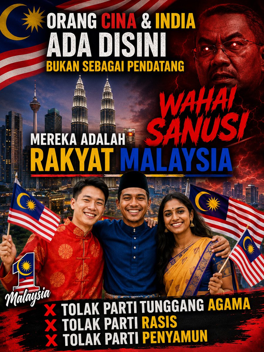 KualiTelinga's tweet photo. ORANG CINA &amp; INDIA ADA DISINI BUKAN SEBAGAI PENDATANG WAHAI SANUSI 
MEREKA ADALAH RAKYAT MALAYSIA

#Sanusi
#3R
#Politik https://t.co/moRmp7utm6