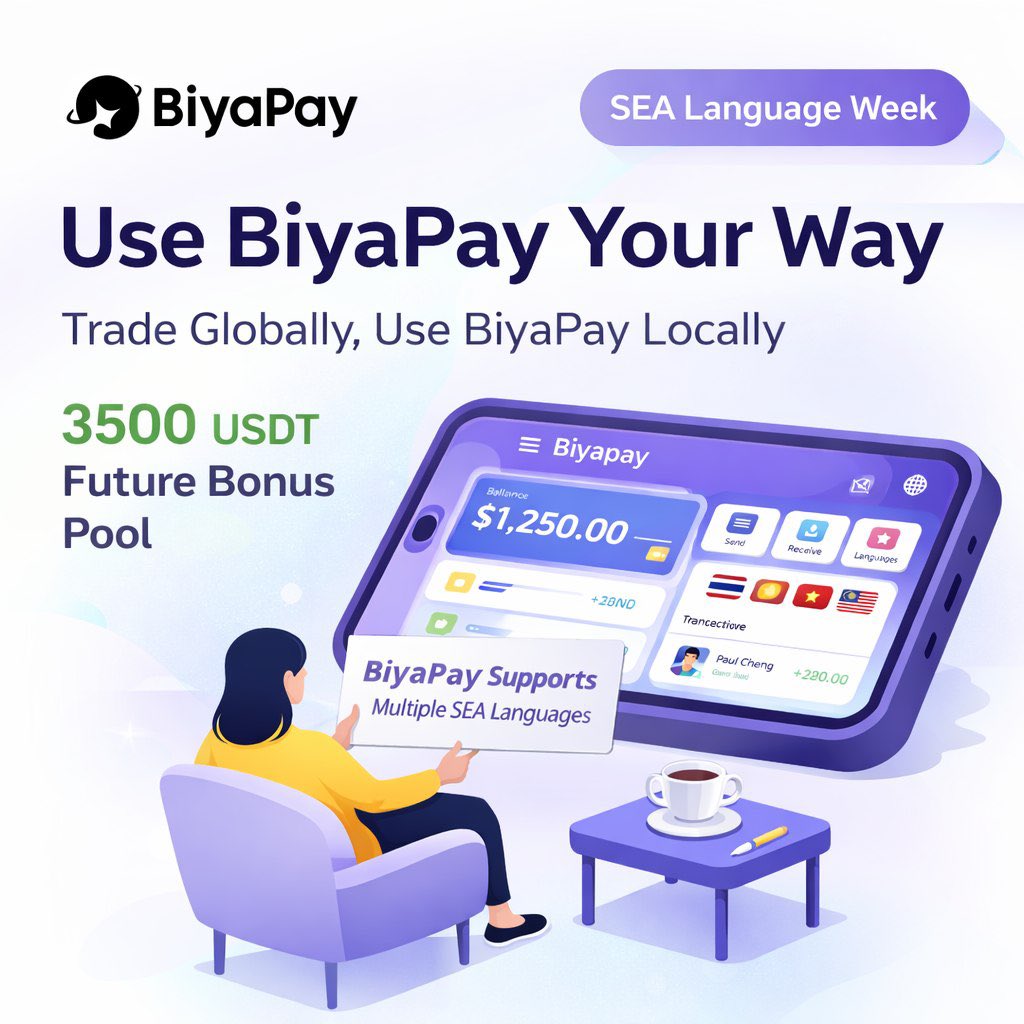 ___A1shah's tweet photo. Sending money across borders or trading while abroad? BiyaPay just made it feel more like home 

BiyaPay’s SEA Language Week is live. You can simply compete for your share of the 3500 USDT bonus pool by exploring the app and trying out localized experience

Here’s how to jump in: 1️⃣ Sign up or log in 2️⃣ Try the localized experience 3️⃣ Invite friends and family 4️⃣ Deposit or trade if eligible 5️⃣ Report any translation or UI issues you find

BiyaPay supports fast cross-border remittances, crypto, US/HK stocks, multi-currency wallets, savings products, and card services built for Africans in the diaspora, overseas workers, international students, traders, and cross-border businesses.