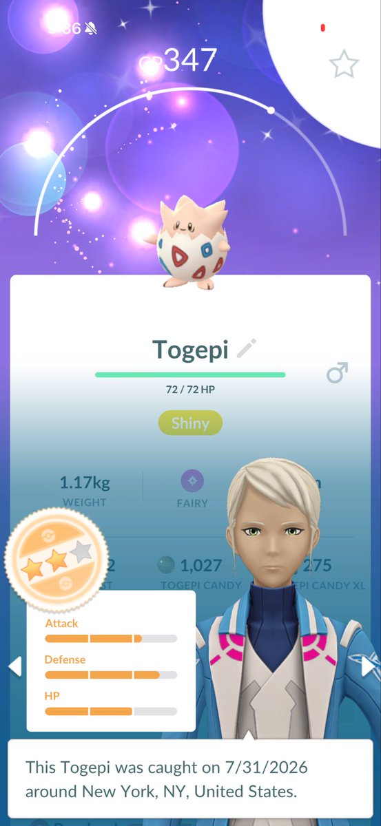 PokemonGoWins's tweet photo. Day 7 of posting Pokemon Go W’s: Shiny Togepi and egg hatch, 96 Morelull from research and 94 Vulpix wild catch #pokemongo #pokemongowins #togepi #morelull #vulpix https://t.co/NQbnKdUOmZ
