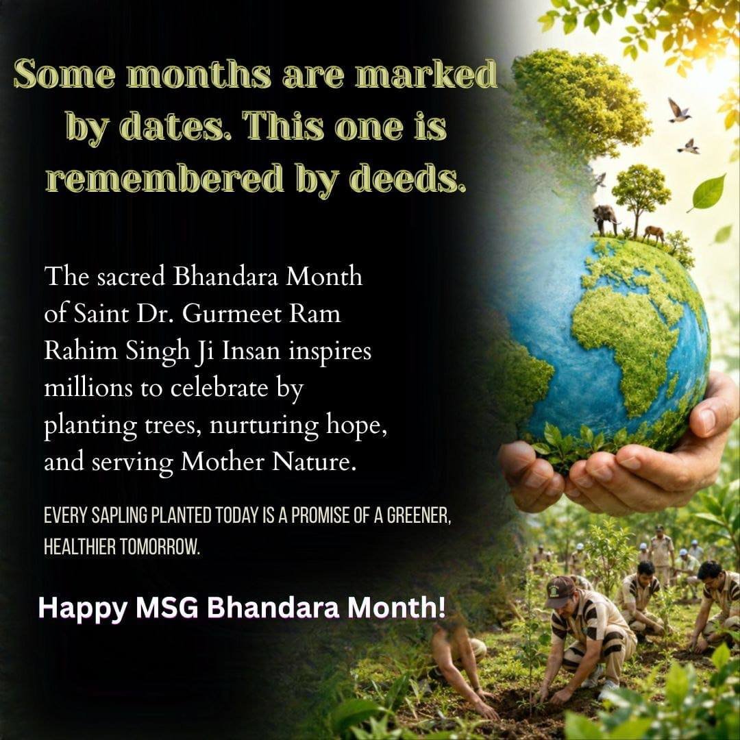SunilRuhila2's tweet photo. करोड़ों श्रद्धालुओं के लिए 
#AuspiciousAugust का शुभारंभ श्रद्धा, सेवा और आध्यात्मिक उल्लास के साथ। 
Saint Gurmeet Ram Rahim Ji की पावन प्रेरणा से MSG Bhandara Month में दया, निस्वार्थ सेवा, स्वच्छता अभियान, रक्तदान और जरूरतमंदों की सहायता का संकल्प और मजबूत होता है।।
💫💫✨✨🌿 https://t.co/tUG5zvcZqV