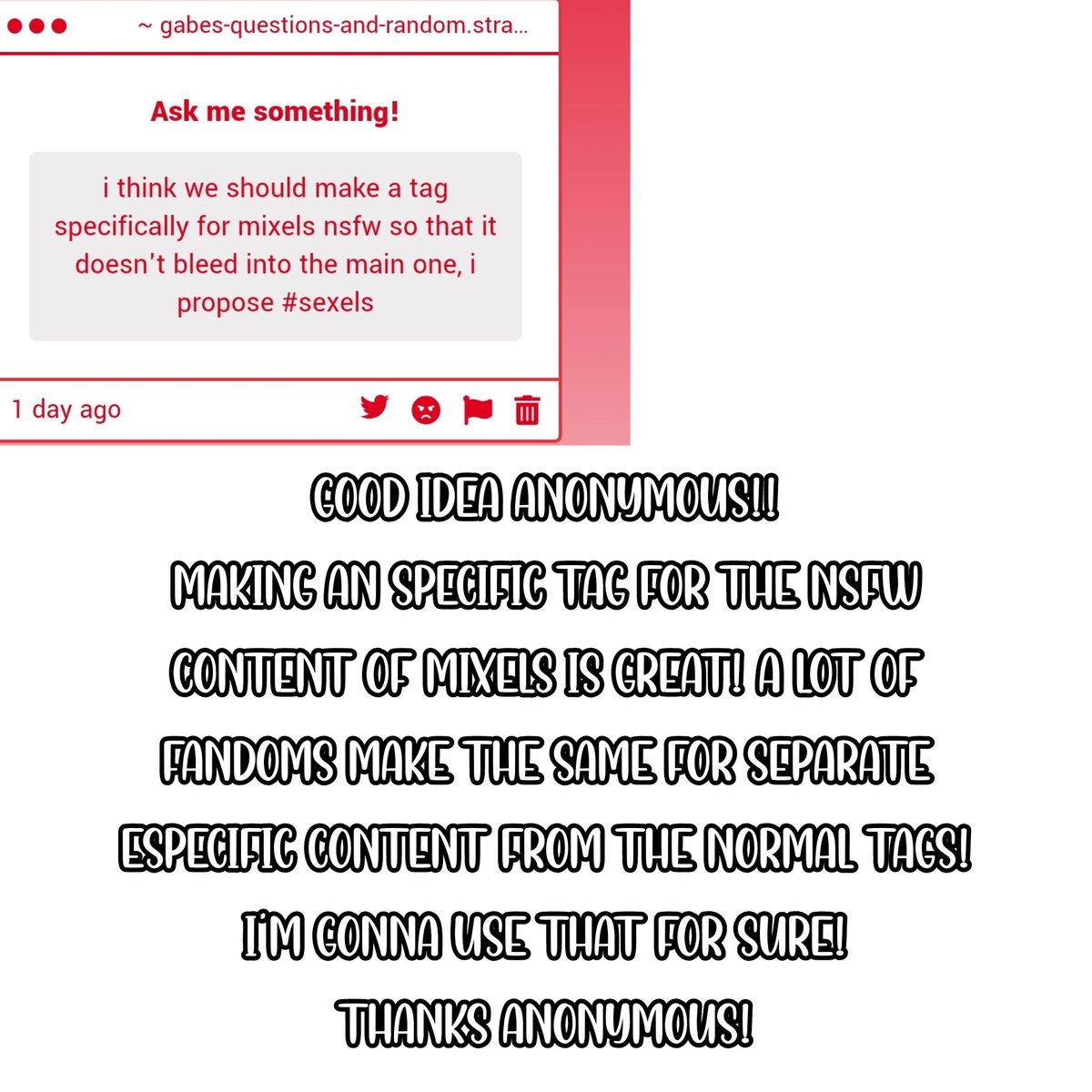 Gabesglitter's tweet photo. Answering some questions from my strawpage! Special thanks to the anonymous who share the idea of the special tag for nsfw content of mixels! I'm gonna use this tag for not bleed the main mixels tag. https://t.co/WrKklYl352