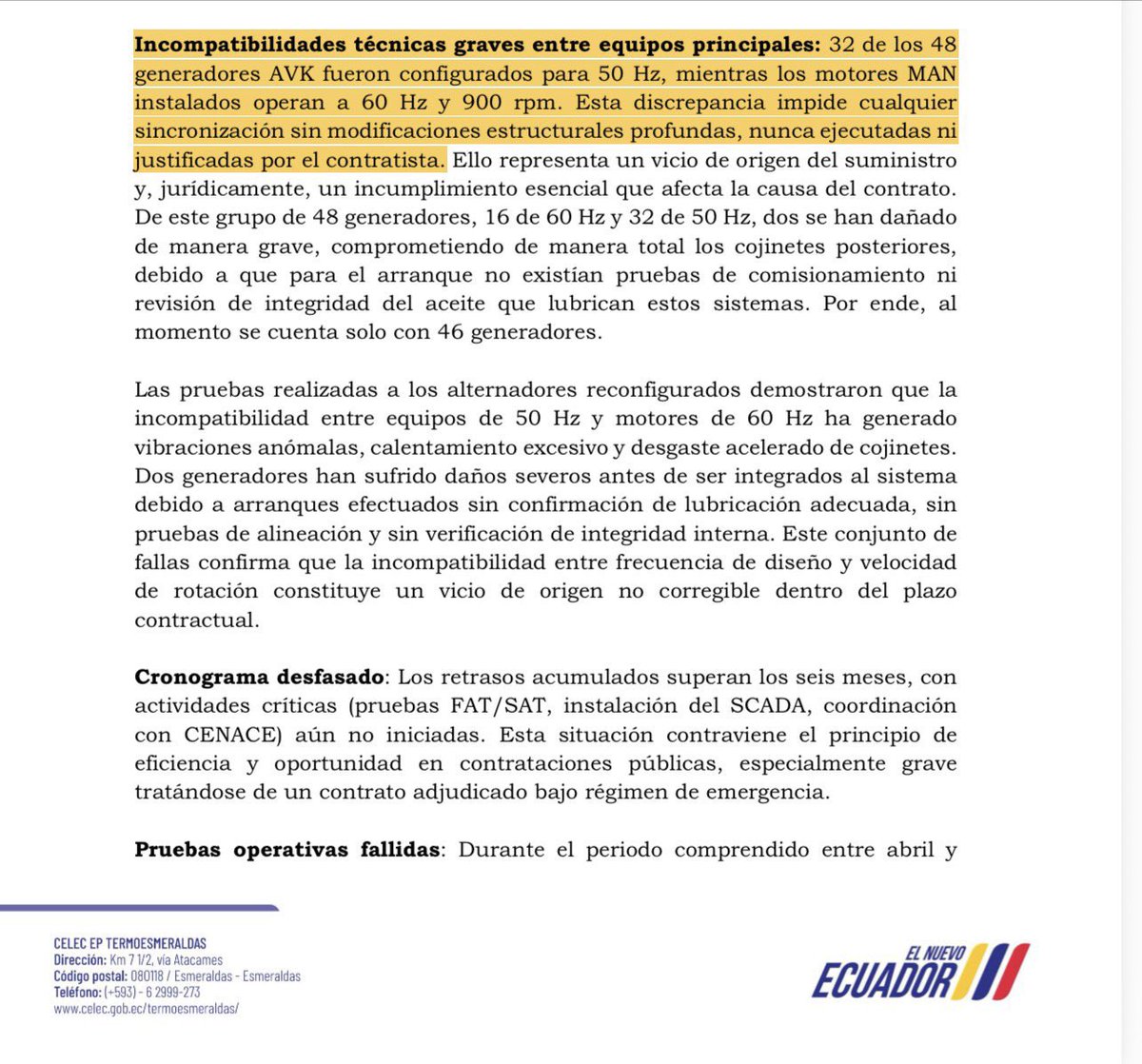 alvatin18's tweet photo. #ATENCIÓN | Tal como era previsible, el Gobierno de @DanielNoboaOk encubrió a la exministra Inés Manzano, a pesar de la vasta evidencia expuesta durante la sustanciación del juicio político en su contra por el atraco de $71,4 millones de ATM.

Desde el 6 de noviembre de 2024, advertí las inconsistencias de origen de los fallidos proyectos termoeléctricos de Quevedo y Salitral, que PROGEN debía implementar por $149 millones, (de los cuales $41,7 millones fueron pagados en la administración de Manzano, mediante una adenda al contrato de Quevedo), así como las irregularidades del proyecto termoeléctrico Esmeraldas III para el que se contrató a ATM por $89 millones (y que en el periodo de la exministra se pagó $66,9 millones, a través de dos adendas que flexibilizaron el esquema de pagos).

El Estado fue perjudicado, en conjunto, con $140 millones, conforme lo determinó la Contraloría, a cambio de generadores fabricados entre 2009 y 2019, —32 de ellos incompatibles en el caso de ATM— remanufacturados, repintados, con un promedio de horas de uso de hasta 16.000 horas, en avanzado estado de oxidación, en condiciones no operativas y con sus placas originales adulteradas.

Este es, sin duda, el mayor mensaje de impunidad para los recursos de los ecuatorianos.

Aun así, en mi calidad de periodista, contribuí con elementos suficientes que corroboran este flagelo sin precedentes. El combate a la corrupción no termina. Ese es mi compromiso. 

Continuaré con mi trabajo, siempre con periodismo valiente.