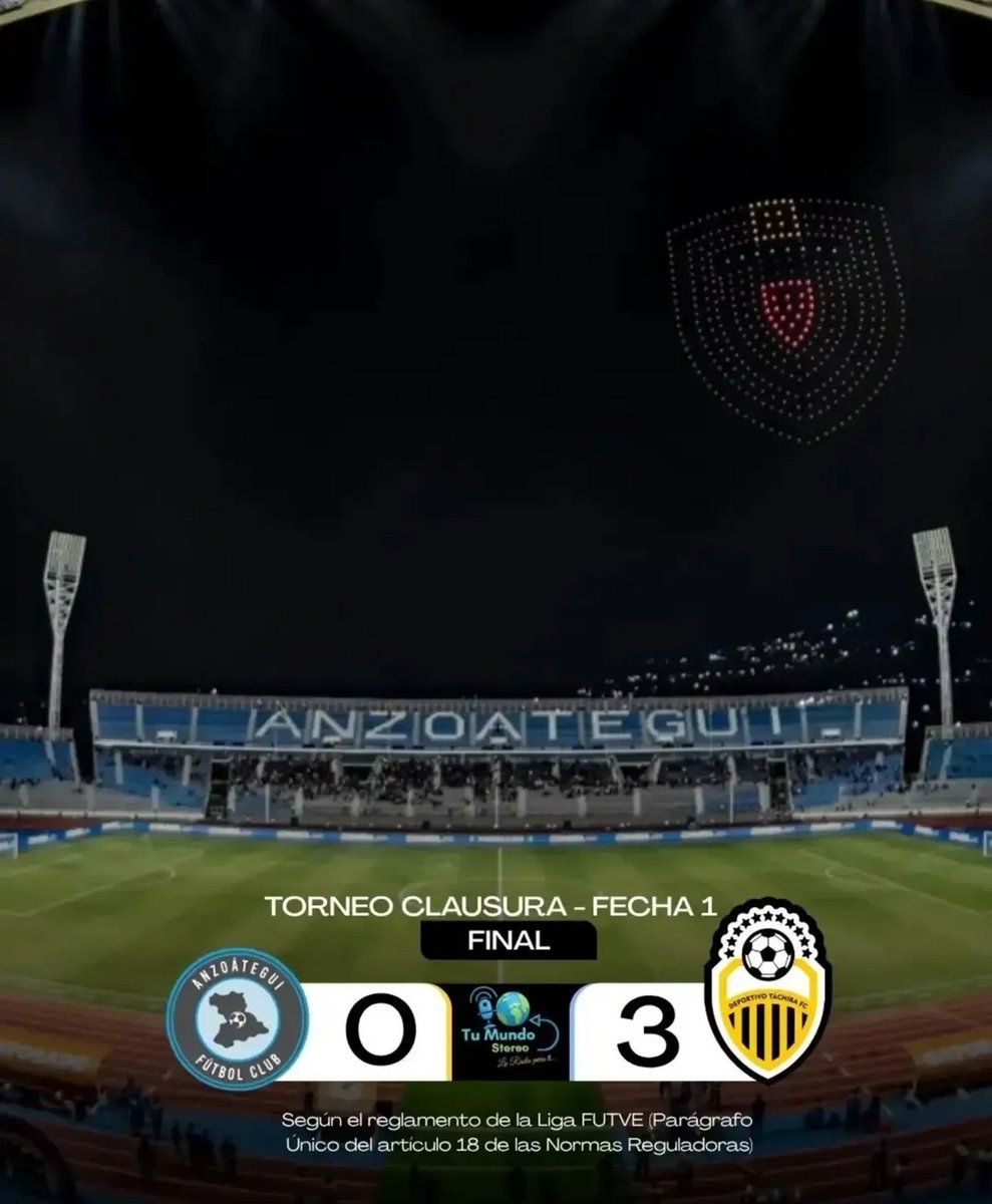SoloTrujillanos's tweet photo. 🟨🟫 Anzoátegui FC, rival directo de Trujillanos FC por la permanencia perderá el partido de la primera jornada 0-3 ante Táchira por ausencia de generadores eléctricos alternativos

Asi lo dicta el árticulo 18 de las normas reguladoras de la #LigaFUTVE. https://t.co/UdiQ5k6KMg