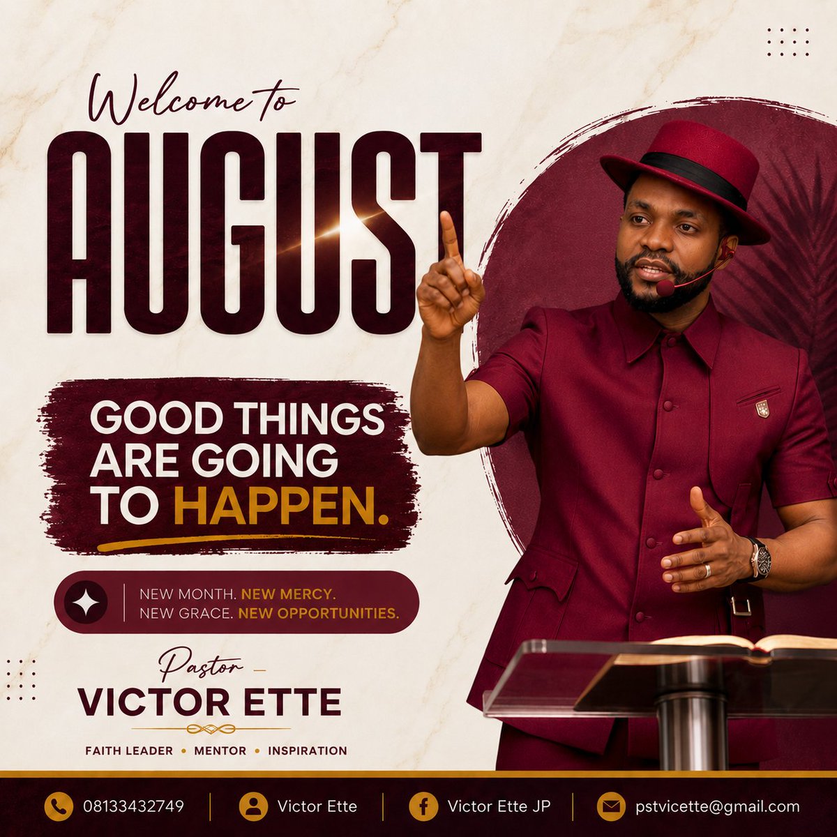 PstVictorEtte's tweet photo. May God's goodness be your experience this month and beyond. 

Welcome to August, beloved of the Lord. https://t.co/3KshDTxOm1