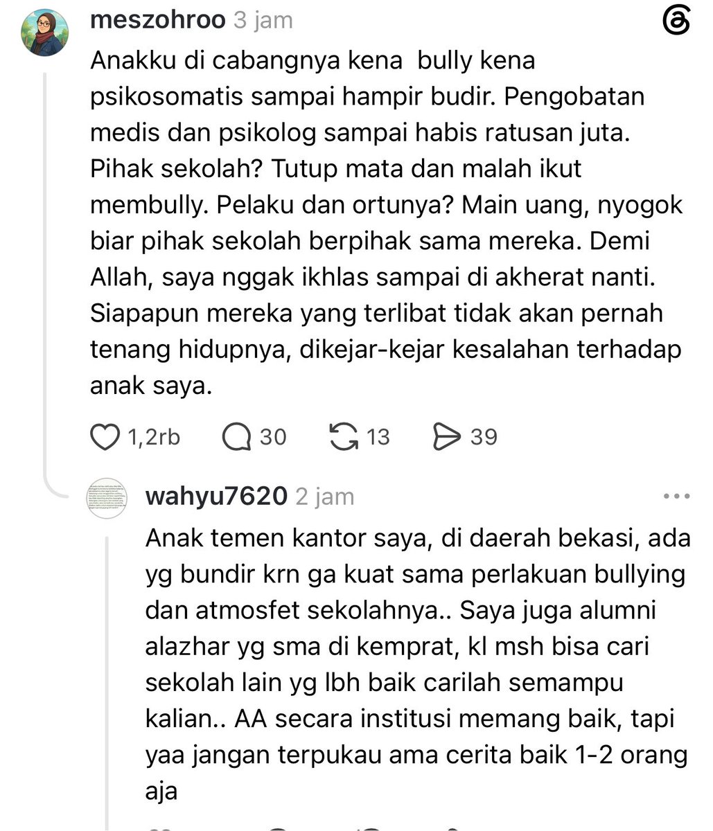 irajenar's tweet photo. Ternyata sekolah berbasis islam dan sebesar ini gak menjamin kualitas muridnya bagus🥹

banyak korban bully di Al Azhar speak up.. https://t.co/5KP4FEEOWq