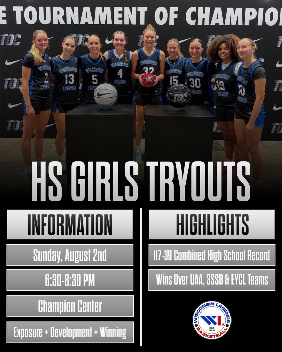 wilegends's tweet photo. 🚨 Tryouts are this SUNDAY at the Champion Center from 6:30-8:30. Register on our website at https://t.co/HOhY3KCiqF. 🚨

#BeALEGEND #LEGENDSLiveHERE https://t.co/xspiSrLFYh