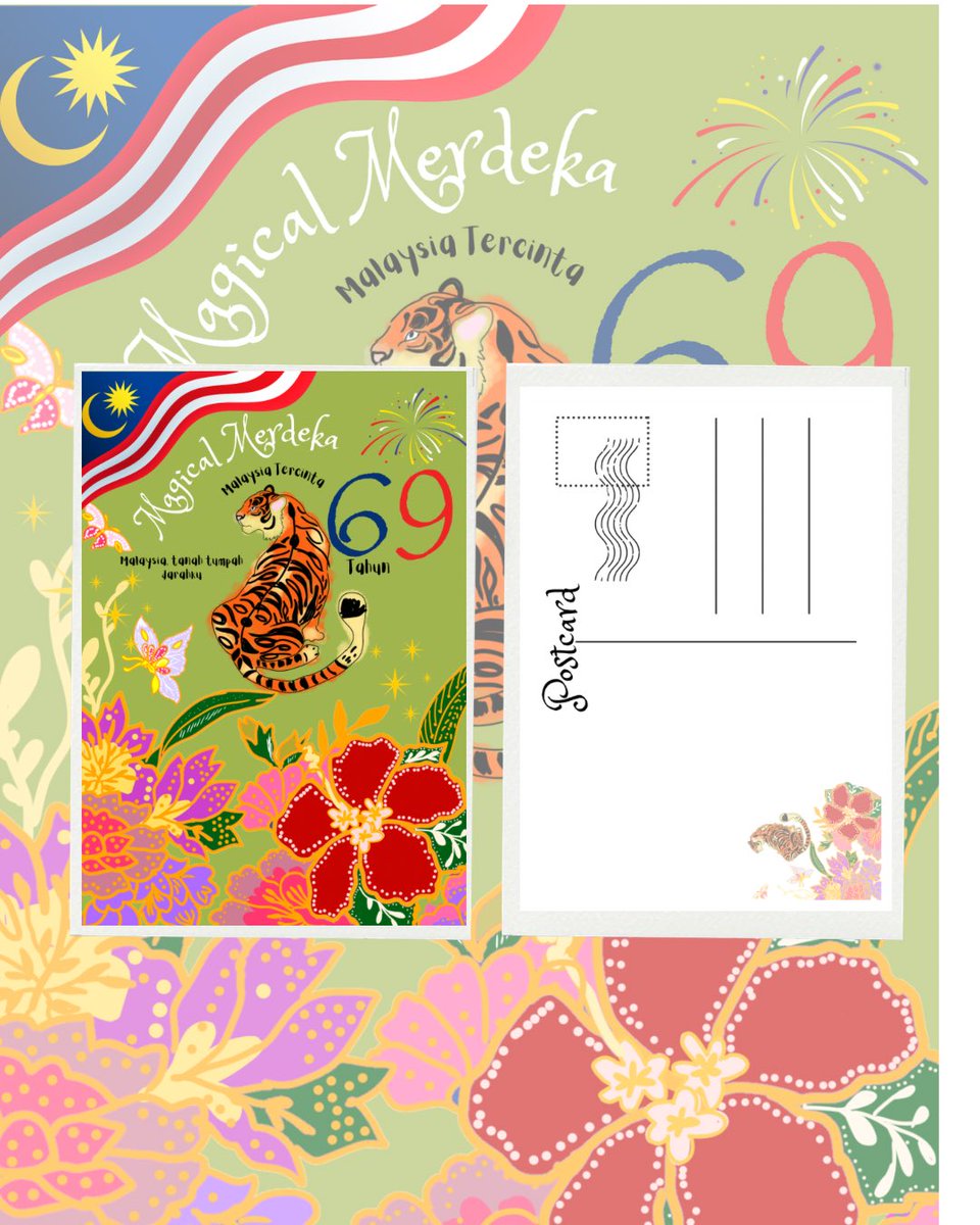 ainamin10's tweet photo. Last minute punya kerja. kinda proud dengan design ni. Cantikkk nya postcard kita hehe

Postcatd special edition for Malaysia Merdeka💖✨🧚🏼‍♂️🌱
I buat for snail mail first launch this month. tapi kalau berminat dengan postcard only pun boleh je dm kita💗 https://t.co/3XamGiOFI9
