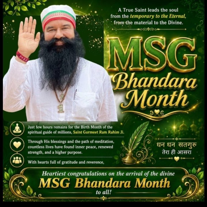 MInsan83959's tweet photo. The month of August holds immense sanctity &amp;significance for the DSS*Sadh-Sangat* (congregation), as it marks the holy *Avtar* (incarnation) month of the revered Dr MSG. Millions of followers welcome this most sacred 'MSG Bhandara Month' with devotion and love.
#AuspiciousAugust https://t.co/BFhspKKelL
