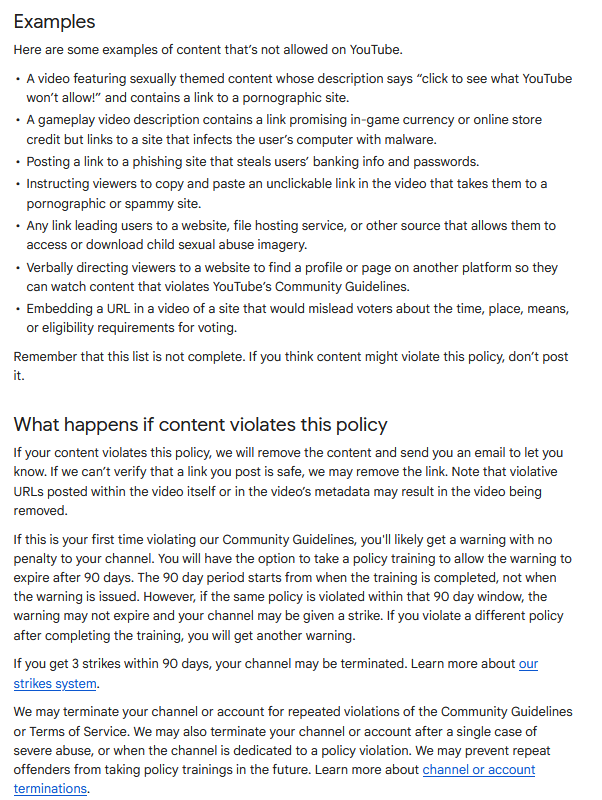 cypalcurt's tweet photo. Hey @YouTube @TeamYouTube Where does it say in your External Link Policy that states Link Tree type sites aren't allow? Because that's why you're shutting down these Channels, because they have a Link tree URL. @404mediaco https://t.co/wYnGXqqDJt