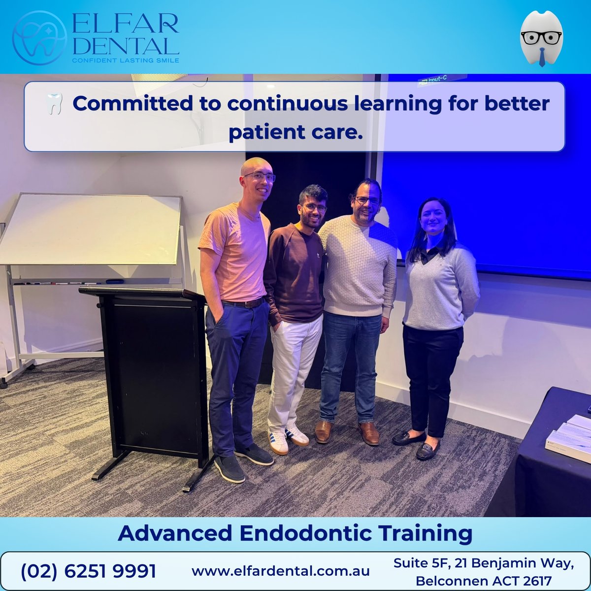 ElfarDental's tweet photo. 🦷 Committed to continuous learning for better patient care.

Our dentists spent yesterday at an advanced Endodontics Training Course with Dentsply Sirona.

Staying up to date = more comfortable, precise, and confident treatment for you.💙
📞 (02) 62519991
https://t.co/bRa17HXapg https://t.co/VZDDPP0KPj