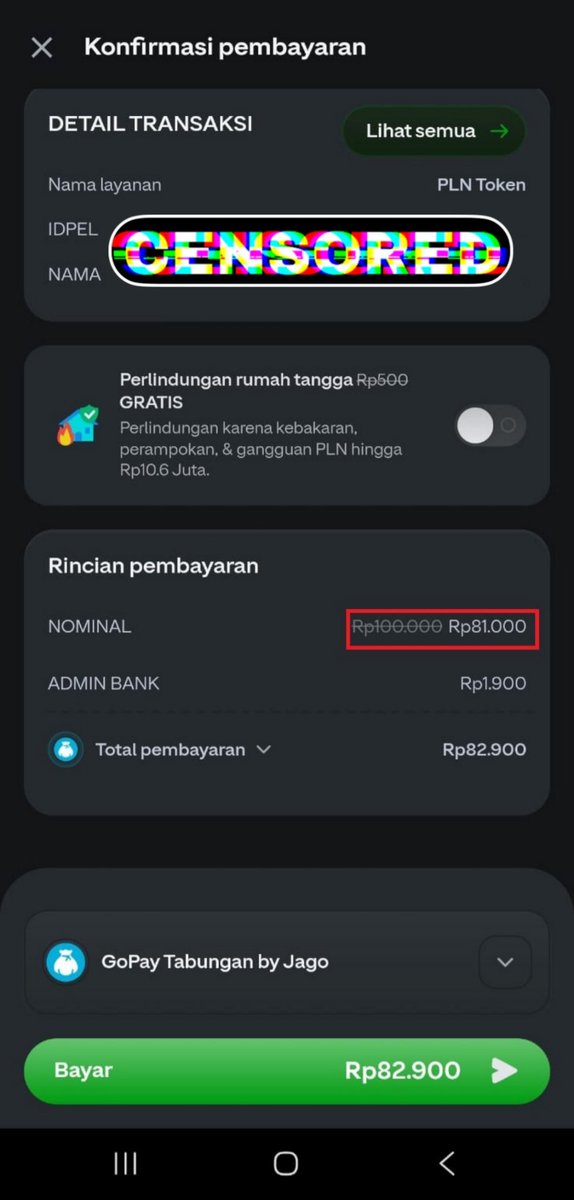 03devianna's tweet photo. PLN: 100.000  
GoPay: bayar 81.000 aja 
Aku: langsung klik tanpa mikir 2x 
Ini sih definisi disayang promo wkwk #TOKENPLN81RIBU https://t.co/F415mXqmyd