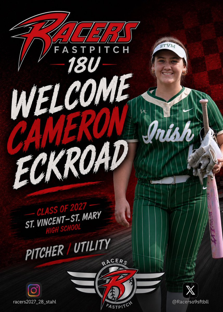 Racers09sftbll's tweet photo. We would love to welcome Cameron Eckroad to the 26/27 Racers. We are excited to put her on the mound and in the field this year. She is an excellent addition to our roster!!! Let’s go Racers!!! @cameron_eckroad https://t.co/FthtmpUIg1