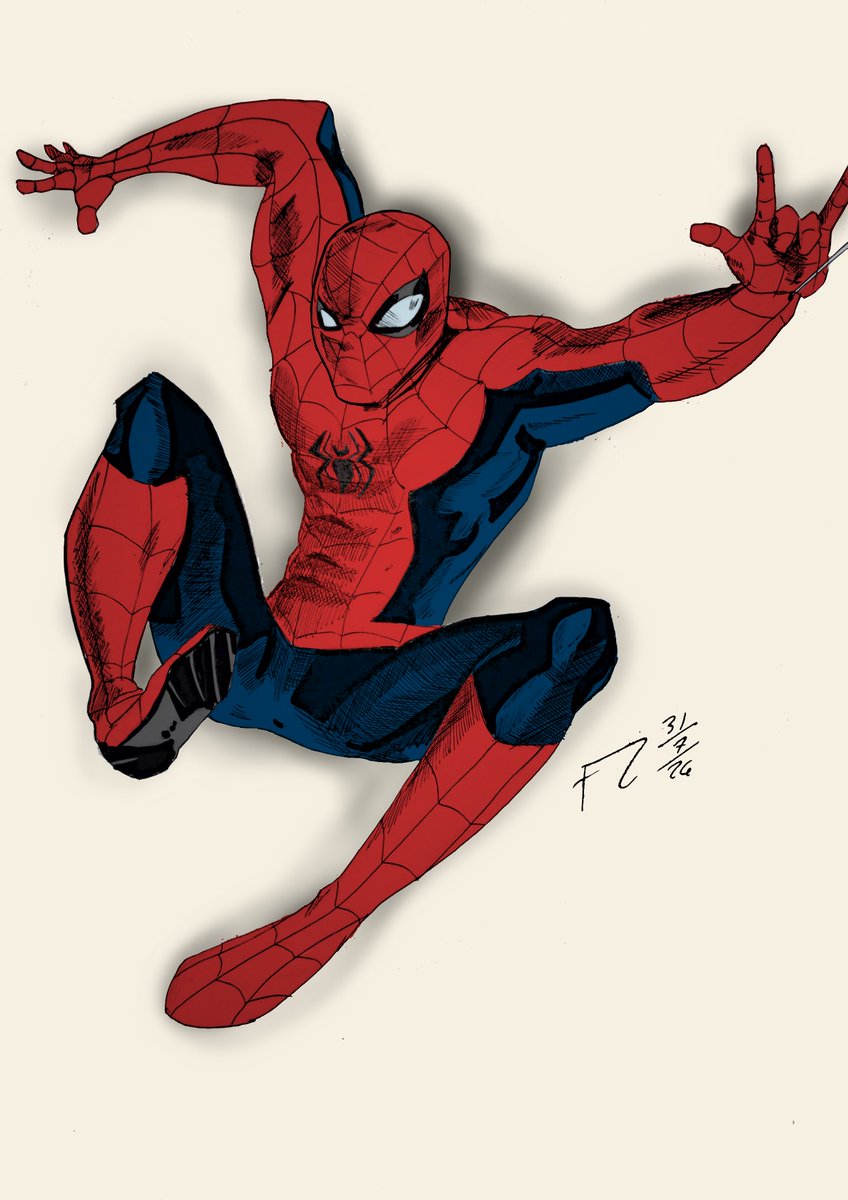 FabriRecaldeArt's tweet photo. "Anyone can wear the mask 🕷"
Spider-Man Fan Art
A study focused on anatomy, color and dynamic posing. 
Hope you like it and let me know what character should I do next
#SpiderMan #Marvel #CharacterDesign #ConceptArt #DigitalArt #FanArt #Illustration #ArtistOnX #BrandNewDay https://t.co/yIbGqMnkvV