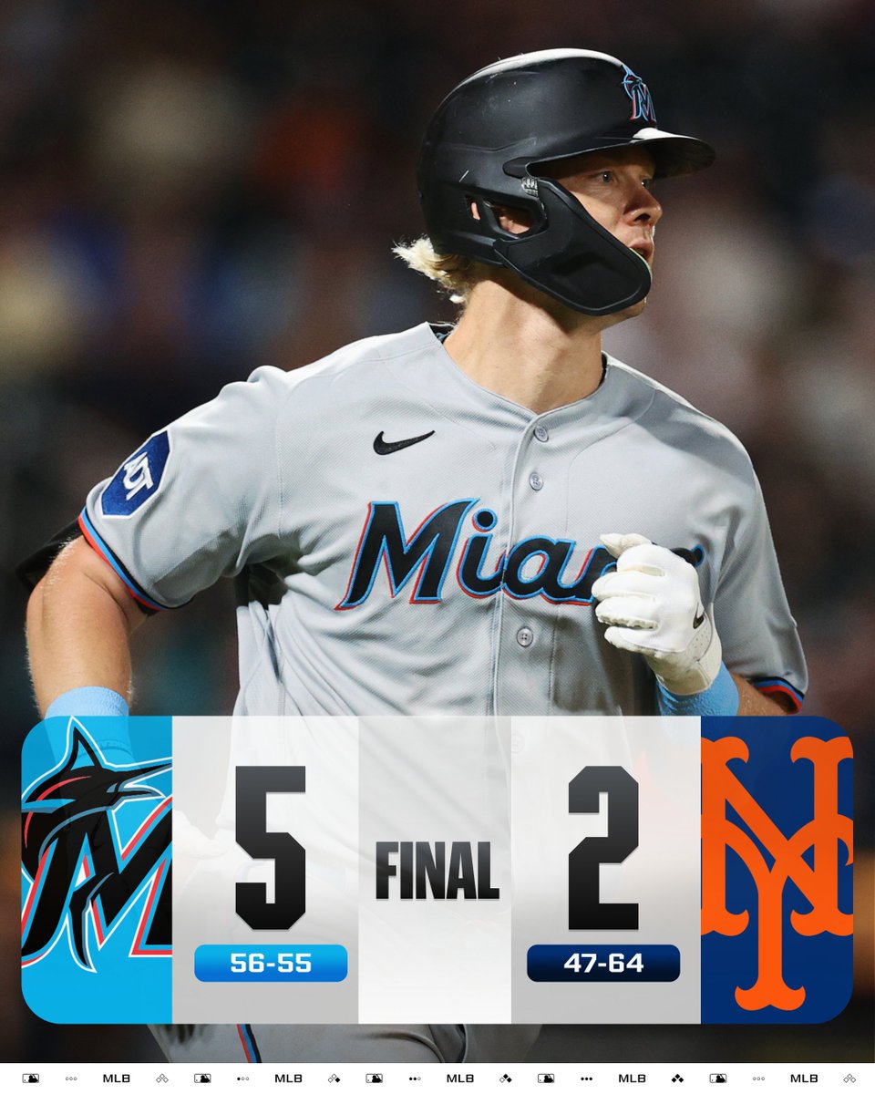 MLB's tweet photo. Kyle Stowers homers as the @Marlins swim to victory in Queens 🐟 https://t.co/yMhkctvGgq