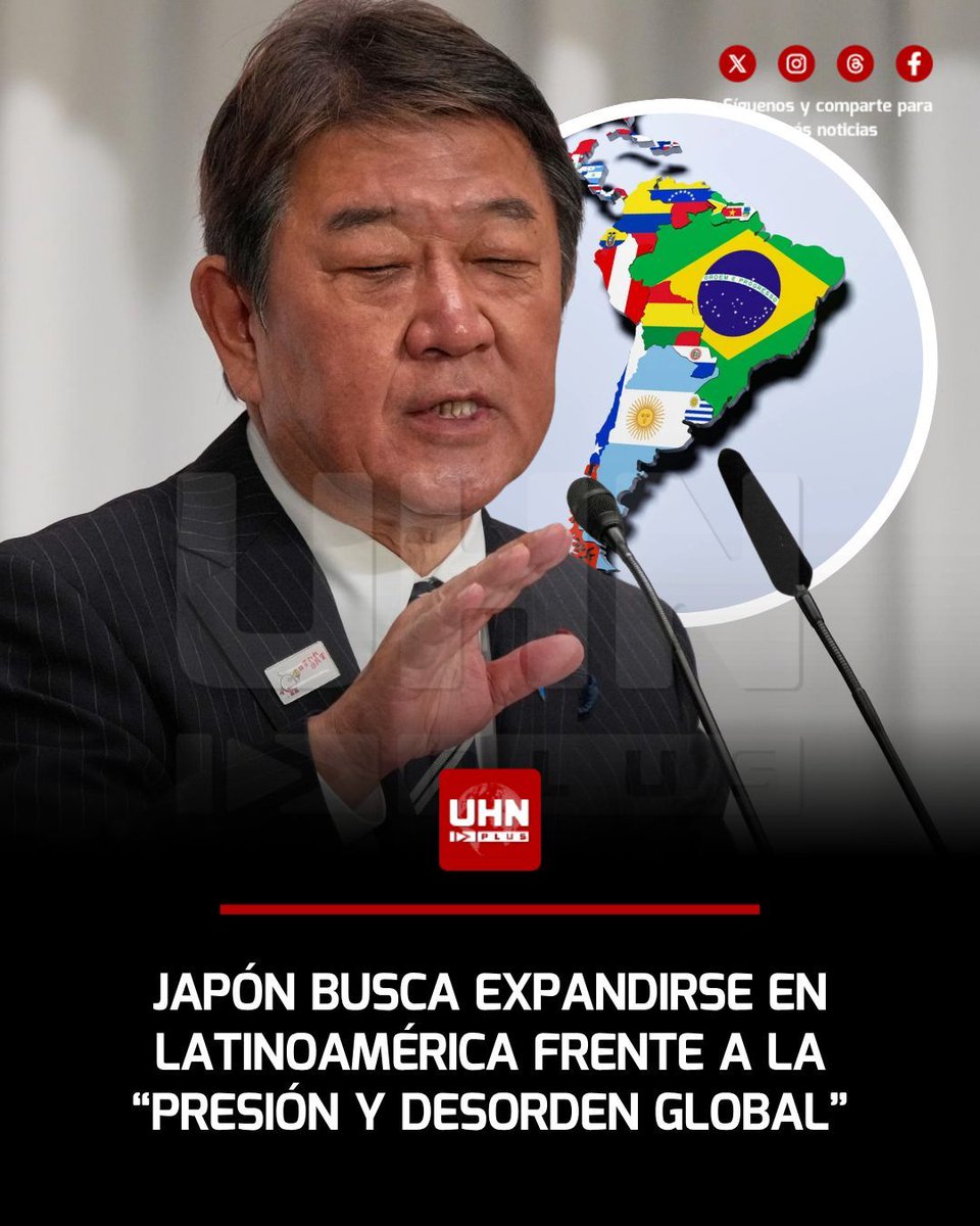 UHN_Plus's tweet photo. 🇯🇵🌎‼️ | Ante las crecientes presiones económicas globales y los conflictos internacionales, el ministro de Exteriores nipón, Toshimitsu Motegi, abogó por estrechar filas con América Latina para "defender el orden internacional", según reporta EFE. https://t.co/p8UPhW5f8F