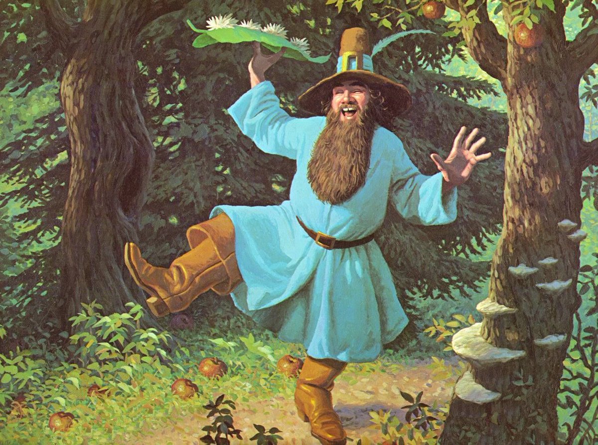 TolkienWonder's tweet photo. A note about what I just read in "In The House of Tom Bombadil" -  

So many people have differing opinions about Tom Bombadil and whether he was an unnecessary divergence in the story or a very important and quirky character. I want to share what Professor Tolkien wrote about him in Letter 144 -- it is very insightful:

"Tom Bombadil is not an important person – to the narrative. I suppose he has some importance as a ‘comment’. I mean, I do not really write like that: he is just an invention (who first appeared in the Oxford Magazine about 1933), and he represents something that I feel important, though I would not be prepared to analyze the feeling precisely. I would not, however, have left him in, if he did not have some kind of function. I might put it this way. The story is cast in terms of a good side, and a bad side, beauty against ruthless ugliness, tyranny against kingship, moderated freedom with consent against compulsion that has long lost any object save mere power, and so on; but both sides in some degree, conservative or destructive, want a measure of control, but if you have, as it were taken ‘a vow of poverty’, renounced control, and take your delight in things for themselves without reference to yourself, watching, observing, and to some extent knowing, then the question of the rights and wrongs of power and control might become utterly meaningless to you, and the means of power quite valueless."

It makes me think of Frodo and Goldberry's conversation in the begenning of Chapter 7 when Frodo asks 'Who is Tom Bombadil?' She answers:" 'He is the master of wood, water and hill,' and Frodo responds: 'Then all this strange land belongs to him?' This seems like a very natural question to follow. But Goldberry responds: "No indeed!...That would indeed be a burden. The trees and the grasses and all things growing or living in the land belong each to themselves."

I think one of the reasons why Tom is in this story is to contrast the idea of being a master who takes possession of things. This is what the Ring does and what Sauron does. But Tom, though a "master," relinquishes control and does not need to dominate things. He delights in the thing itself, for what it is, as Tolkien says, and not for what it can give him. This is probably why the Ring cannot work upon him like it does upon others. He is not dominated by the ring because he does not choose to dominate or exercise power over the natural world and its creatures -- therefore creating a strange protection to the Ring's pull. What a lesson to us today!