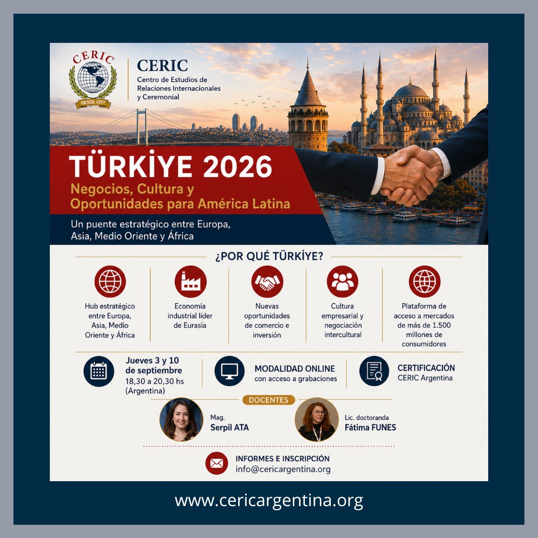 ArgentinaCeric's tweet photo. ¿Por qué Türkiye debería estar en el radar de América Latina? 

Türkiye es una de las economías más dinámicas de Eurasia gracias a su sólida capacidad industrial, conectividad logística y una ubicación privilegiada

Informes: info@cericargentina.org https://t.co/yxRvXd6wdk
