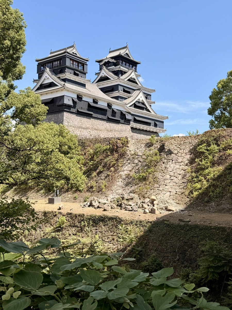 K_Onishi's tweet photo. 🏯熊本城の被害状況を視察しました。

前回の熊本地震で何とか耐えた石垣なども、今回の令和8年熊本地震で新たに崩落しており、改めて被害の大きさを実感しました。熊本城の復旧の道のりは、さらに厳しいものとなりました。

ただ、不幸中の幸いだったのは、地震発生時、天守閣を含む城内には約400人の方がいらっしゃいましたが、負傷者が一人も出なかったことです。

これは、前回の地震を教訓に天守閣の耐震化を進めてきたこと、見学ルートの安全対策を徹底してきたこと、石垣には崩落防止ネットなどの安全対策を講じてきたこと、そして職員が迅速かつ的確に避難誘導を行ったことなど、これまで積み重ねてきた防災・安全対策の成果でもあったと思います。

現在、被災状況の詳細な調査と安全確認を進めています。一日も早く再び皆さんを熊本城にお迎えできるよう、全力で復旧に取り組んでまいります。

全国から「熊本城を応援したい」と復興城主へお申し込みをいただいており、大変心強く、感謝の気持ちでいっぱいです。

熊本城は必ず復活させます！

私たちも全力を尽くしますので、引き続き温かいご支援をよろしくお願いいたします。