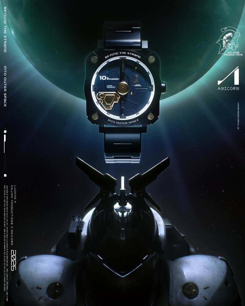 Anicorn_Watch's tweet photo. A new signal enters orbit.

For the 10th anniversary of KOJIMA PRODUCTIONS, LUDENS X is reimagined through the visual world of Bryan Huynh — cinematic, surreal, and suspended between object, character, and space.

Different from ANICORN’s usual product language, this visual collaboration explores LUDENS X as more than a timepiece:
a symbol, a transmission, an object moving through the Ludens universe.

LUDENS X by KOJIMA PRODUCTIONS × ANICORN
Visual interpretation by bryanhuynh
CGI Artist: Rodolfo Hernandez rodolfo.olf
Editor: Patrick Chen Purtypat
Graphic design by anicornjoe

Launching 10PM EDT— 5 Aug, 2026
@Kojima_Hideo @HIDEO_KOJIMA_EN @KojiPro2015_EN @KojiPro2015 
Exclusively on https://t.co/ZRRrUALgOn

#LUDENSX #KojimaProductions #ANICORN #TimeDifferent