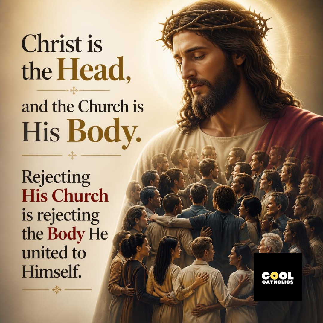 Cool_Catholic's tweet photo. Christ is the head of the Church, His Body (Ephesians 5:23). You can't accept Christ and reject His Church. They are united, imperfect yet upheld by His promise to remain with her forever. Love Christ, love His Church. #Catholic #BodyOfChrist #OneChurch https://t.co/Tkl95I18vu
