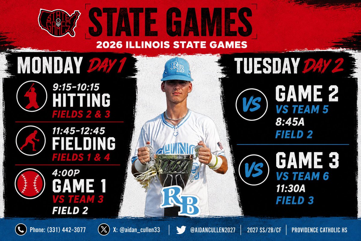aidan_cullen33's tweet photo. Excited to attend the @PrepBaseballIL All-State Games in Rantoul IL Aug 3-4! I’ll be representing Team 4 and look forward to showcasing my skills with some of the top players in Illinois. Here’s my schedule if you’ll be there.

@pbtscouting @RhinoBaseball @CelticBASE  #TheBullpen 

🎥 Recruiting Video:
https://t.co/2LQuo7daj0