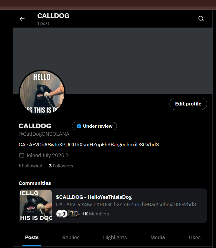 bestdevicook's tweet photo. Updating dex to an official account @CallDogONSOLANA i paid for verification just waiting for it to go through.

WE ARE STILL SO EARLY.

$CALLDOG - AF2DcASwJcXPUGtJhXsmHZupFh9BargcehnxiD8GVbd8 https://t.co/Q1PNSwKCRt