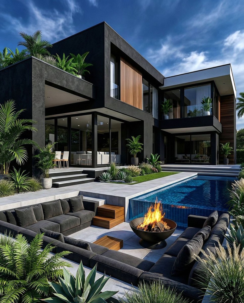 HOUSEPORN___'s tweet photo. Modern villa 🖤 https://t.co/f2P2eJ4NR9