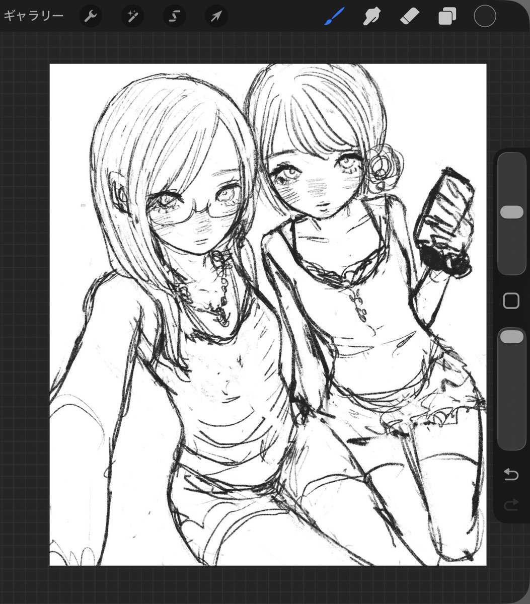 pom__am5's tweet photo. ほんとうにコレで、最近はprocreateの6B鉛筆使ってガサガサの下描き描いた後に消しゴムで迷い線消してある程度綺麗にする方法で線画作ってる
一発で綺麗な線引けない人にメチャおすすめ>  ̫ <b (引用失礼します) https://t.co/uw4QYE8HFb