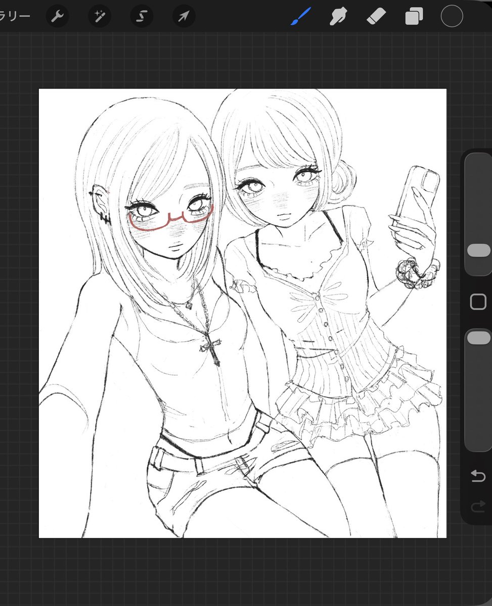 pom__am5's tweet photo. ほんとうにコレで、最近はprocreateの6B鉛筆使ってガサガサの下描き描いた後に消しゴムで迷い線消してある程度綺麗にする方法で線画作ってる
一発で綺麗な線引けない人にメチャおすすめ>  ̫ <b (引用失礼します) https://t.co/uw4QYE8HFb