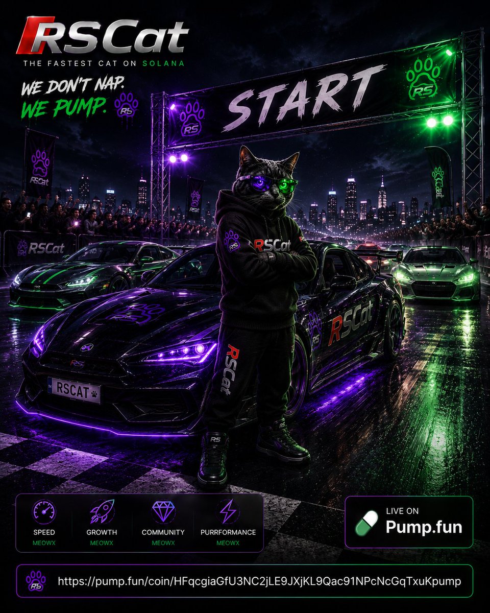 RSCatOff's tweet photo. 🏁 The countdown is over.

RSCat is on the starting line.

The race isn't about who's fastest to start...
It's about who finishes at the top. 😼🏎️
Join the ride:
https://t.co/xAa2KvzESR

🚀 #RSCat #Solana #PumpFun #Memecoin https://t.co/1OSd7uUIia