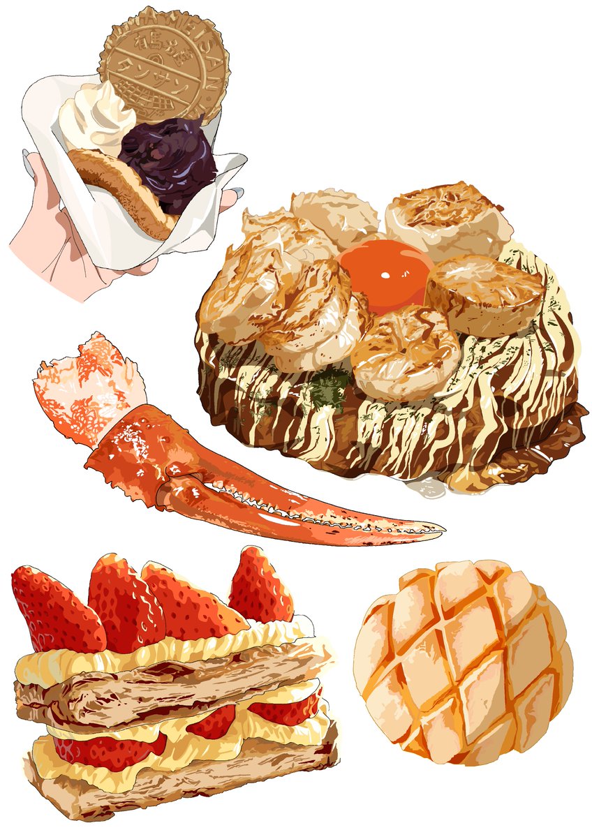 inwest_momoko's tweet photo. ミルフィーユのカスタードクリームの描き方苦戦したけど、それも含めて食べ物描くの大好き https://t.co/LJdtMRwHBd