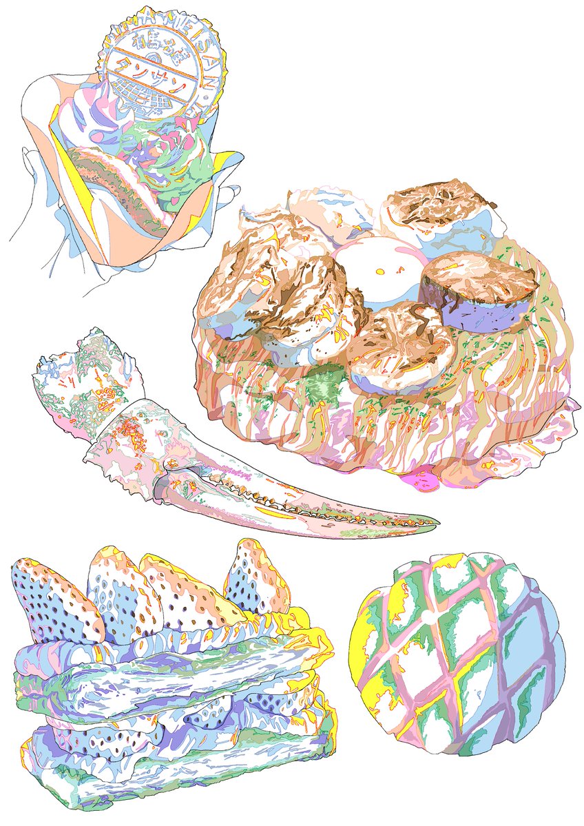inwest_momoko's tweet photo. ミルフィーユのカスタードクリームの描き方苦戦したけど、それも含めて食べ物描くの大好き https://t.co/LJdtMRwHBd